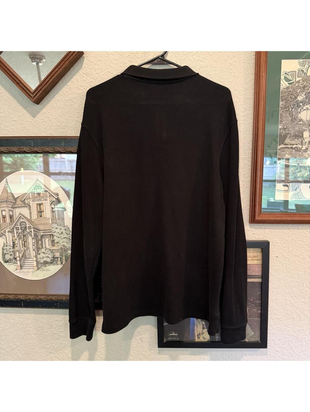 Vintage 00s Polo Ralph Lauren Sweater Mens Medium Black Logo Preppy 1/4 Zip‎ - Picture 5 of 6